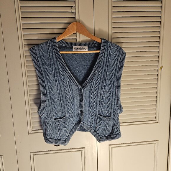 Vintage blue sweater vest L - Picture 1 of 4